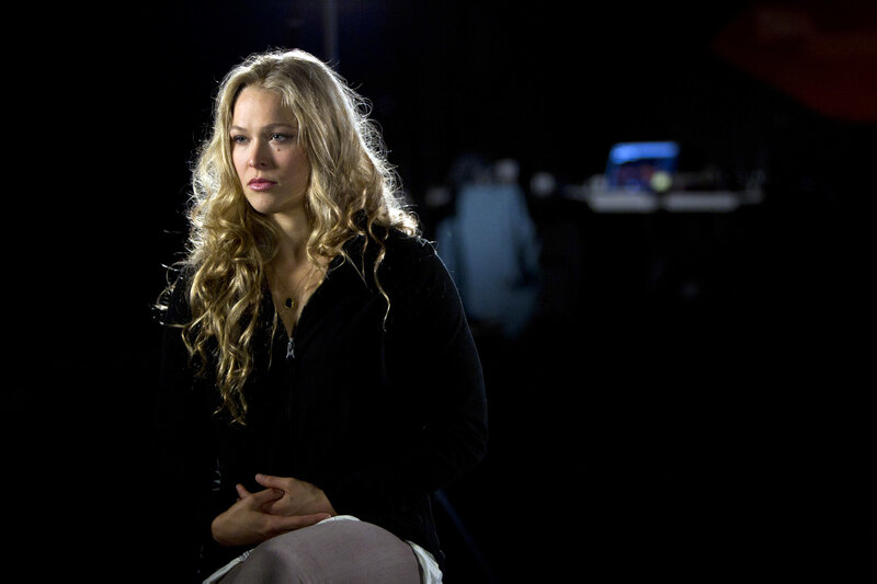 Woman with Long Blonde Hair — Black, Dramatic, Night, Photograph, Black Jacket, Lighting Equipment