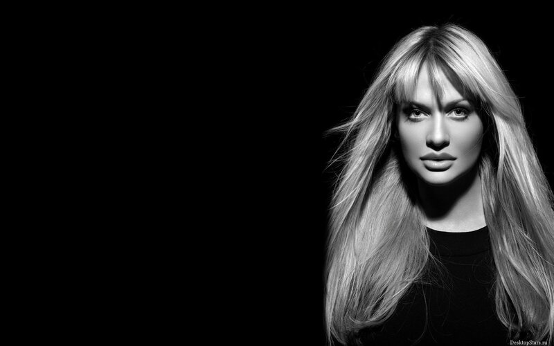 Woman with Long Blonde Hair — Black, Dramatic, Photograph, Black Background