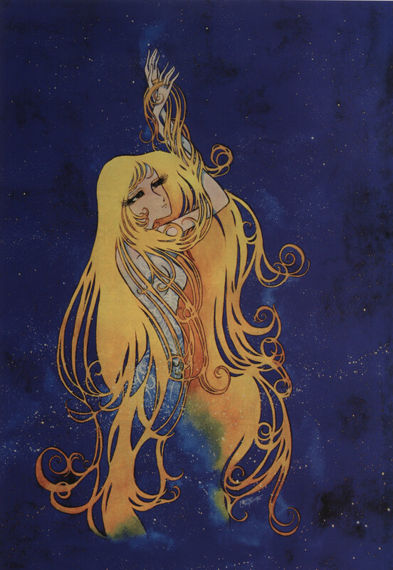 Woman with Long Blonde Hair — Blue, Dramatic, Night, Manga
