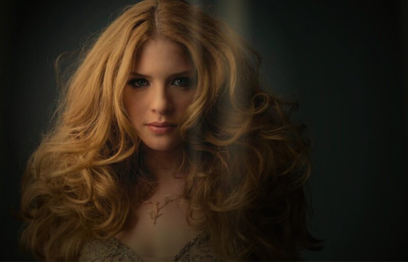 Woman with Long Blonde Hair — Brown, Dramatic, Photograph, Necklace