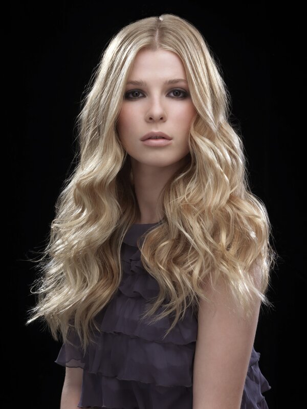 Woman with Long Blonde Hair — Dramatic, Photograph, Dark Background