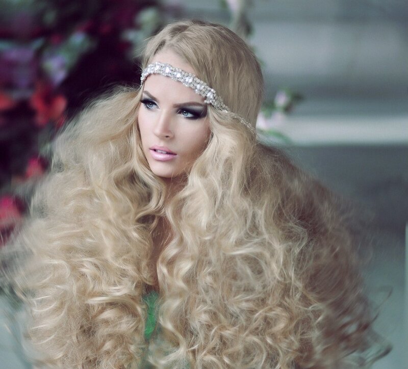 Woman with Long Blonde Hair — Dramatic, Photograph, Headband