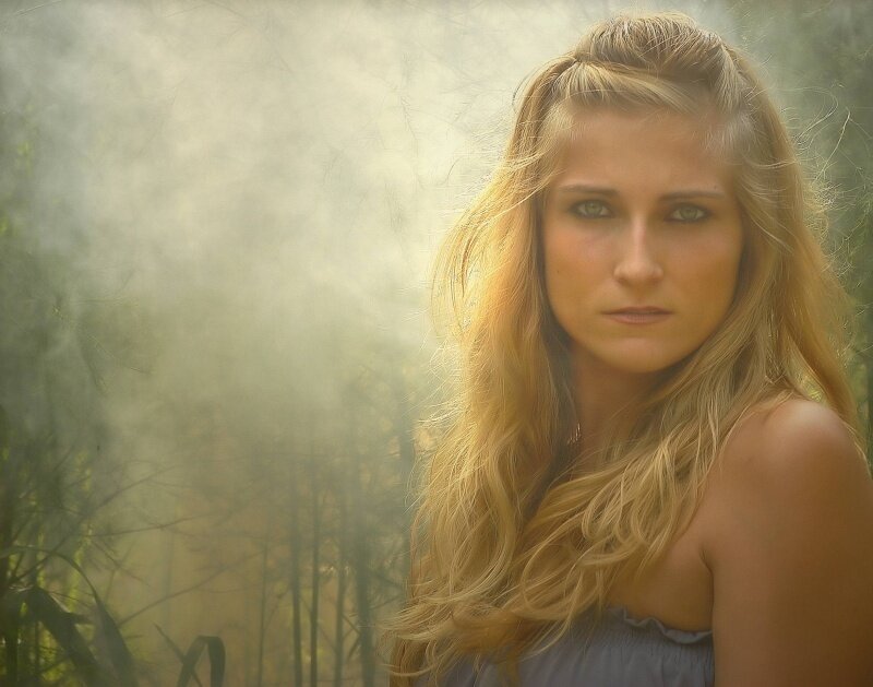 Woman with Long Blonde Hair — Gold, Dramatic, Afternoon
