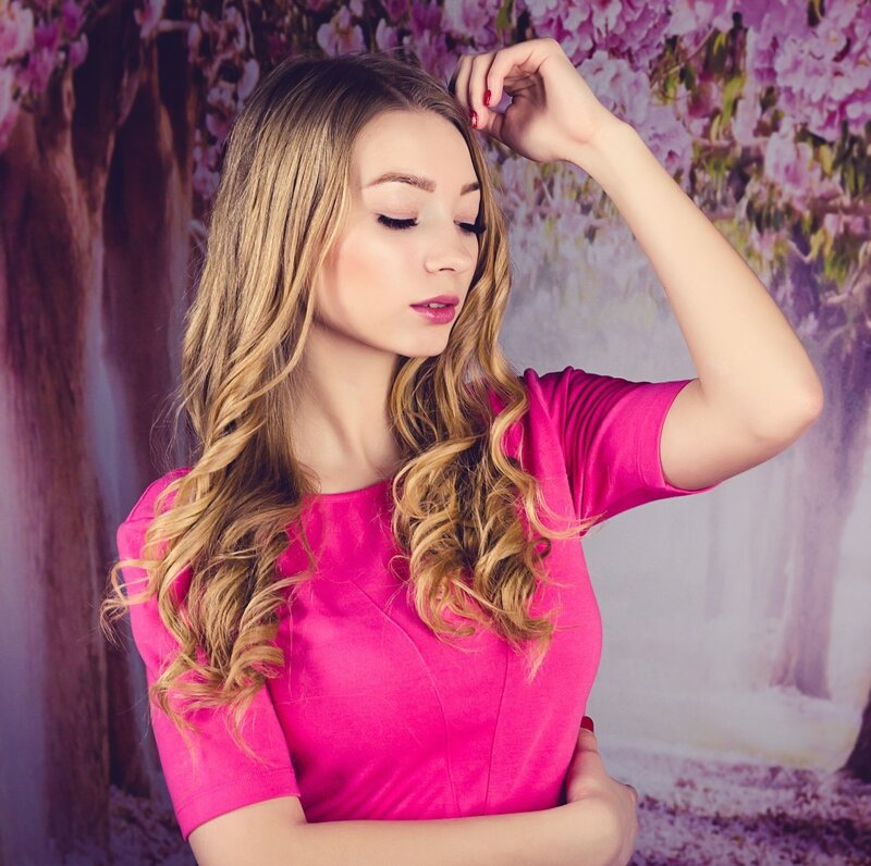 Woman with Long Blonde Hair — Pink, Calm, Spring