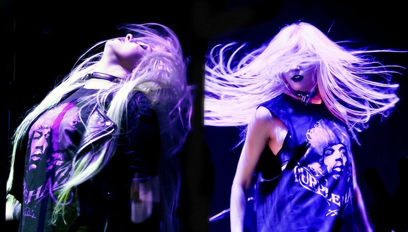 Woman with Long Blonde Hair — Purple, Dramatic, Night
