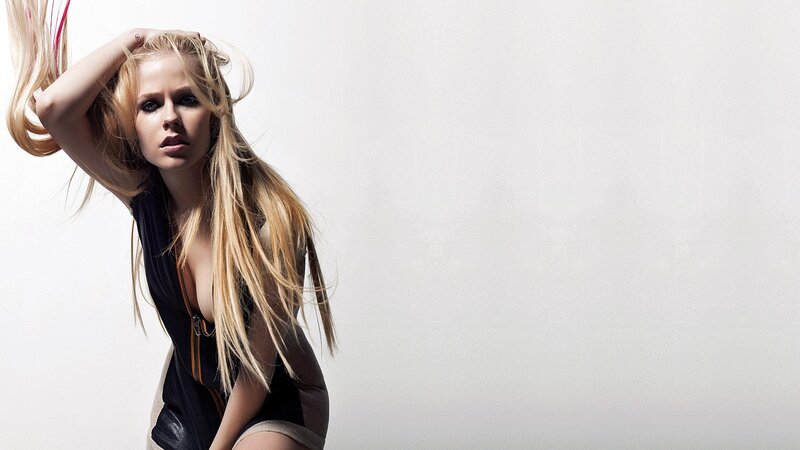 Woman with Long Blonde Hair — White, Dramatic, Photograph, Blonde Hair, Black Top, White Background