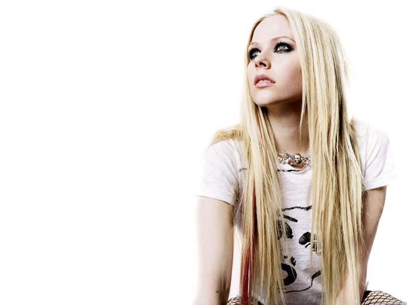 Woman with Long Blonde Hair — White, Neutral, Photograph, T-shirt, Necklace, Makeup