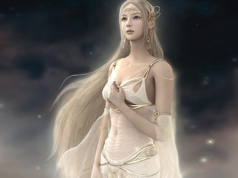 Woman with Long Blonde Hair — White, Serene, Night