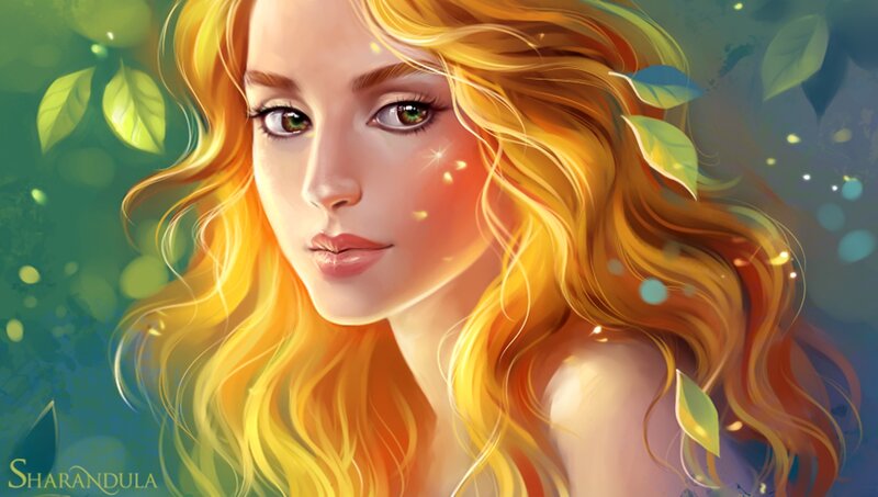 Woman with Long Blonde Hair — Yellow, Serene