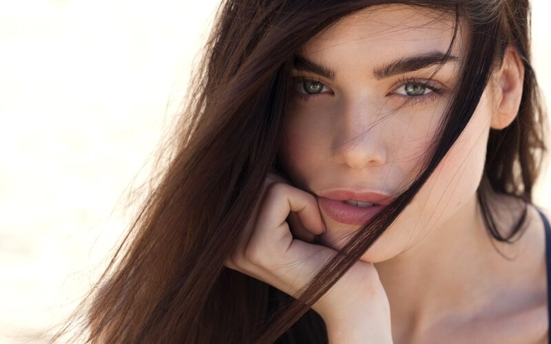 woman with long brown hair