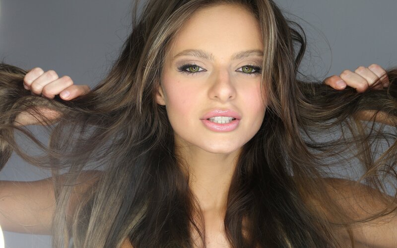 woman with long brown hair
