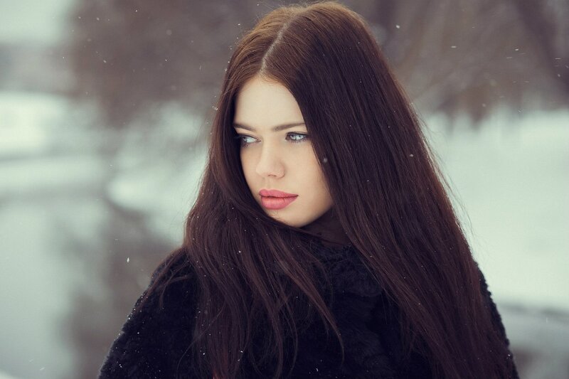 Woman with Long Brown Hair — Cold