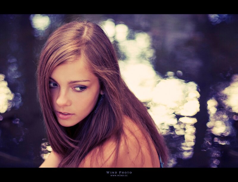 Woman with Long Brown Hair — Dramatic, Photograph, Eyes, Earring