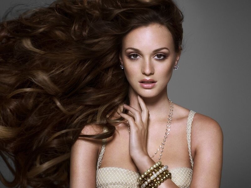 Woman with Long Brown Hair — Dramatic, Photograph, Necklace, Earrings