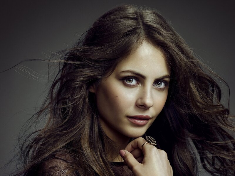 Woman with Long Brown Hair — Dramatic, Photograph, Ring, Lace Top