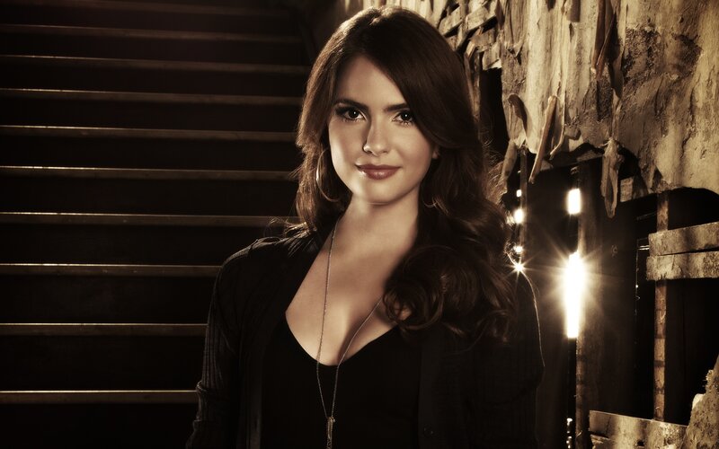 Woman with Long Brown Hair — Dramatic, Photograph, Stairs