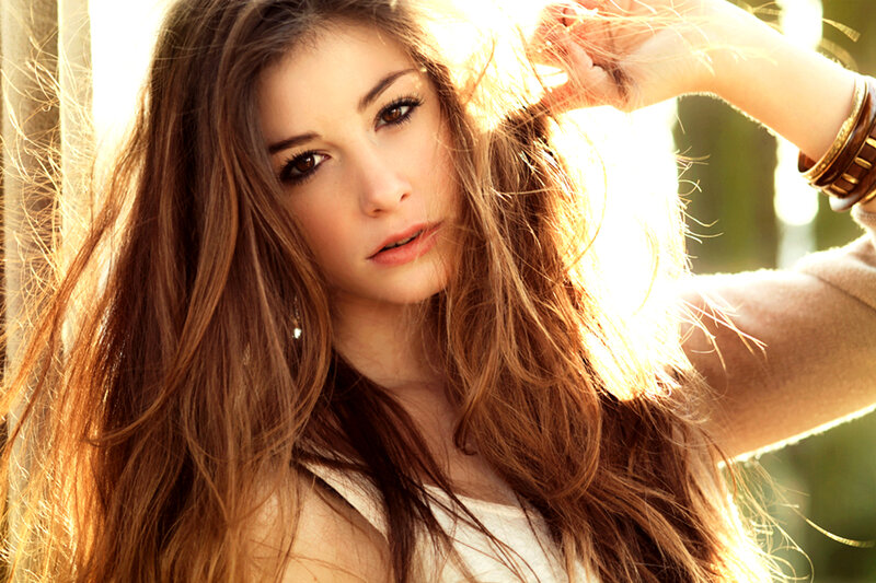 Woman with Long Brown Hair — Dramatic, Sunset