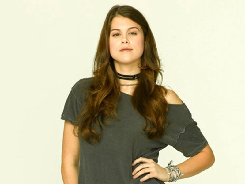 Woman with Long Brown Hair — Gray, Neutral, Photograph, Choker