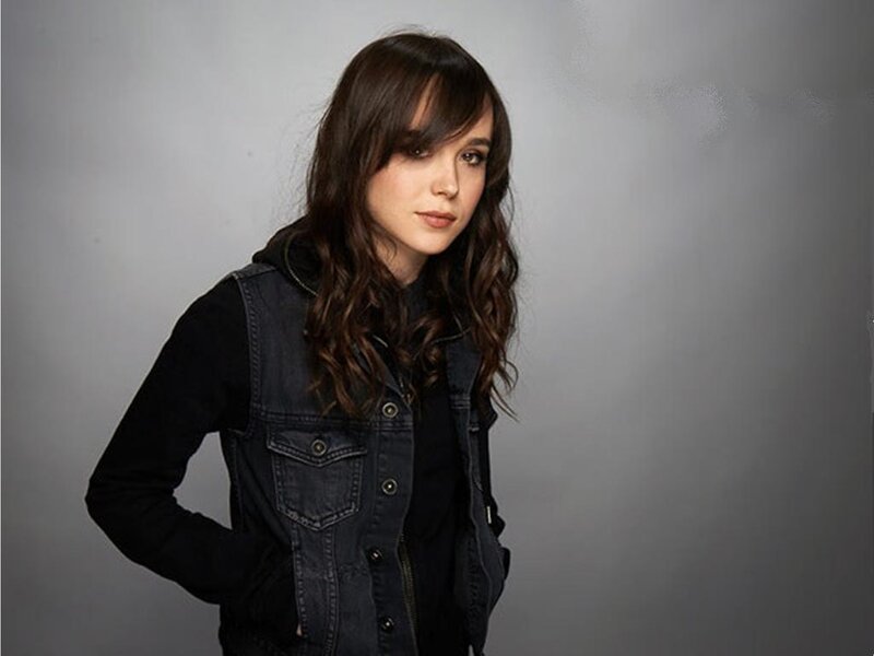 Woman with Long Brown Hair — Gray, Neutral, Photograph, Denim Vest