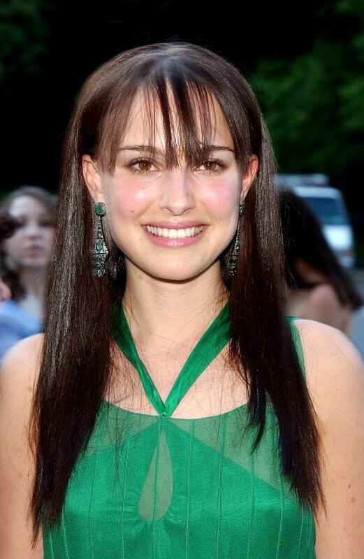 Woman with Long Brown Hair — Green, Happy