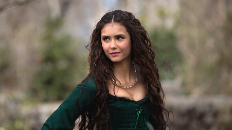 Woman with Long Brown Hair — Green, Serene, Photograph, Green Dress