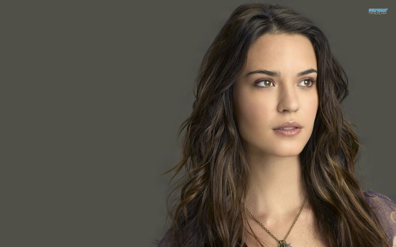 Woman with Long Brown Hair — Neutral, Photograph, Necklace, Dark Background, Gray
