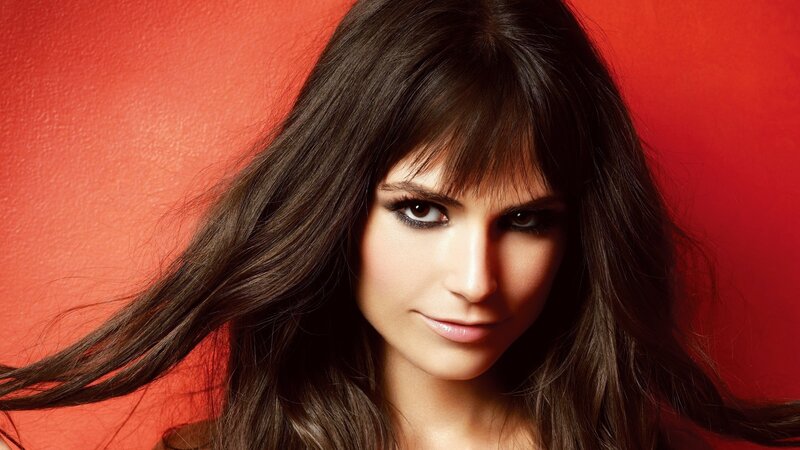 Woman with Long Brown Hair — Red, Dramatic, Photograph, Eyes, Makeup