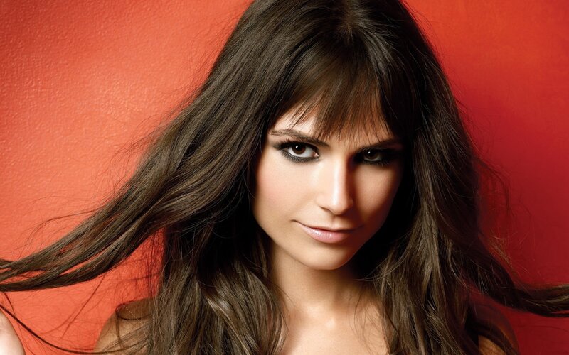 Woman with Long Brown Hair — Red, Dramatic, Photograph, Makeup