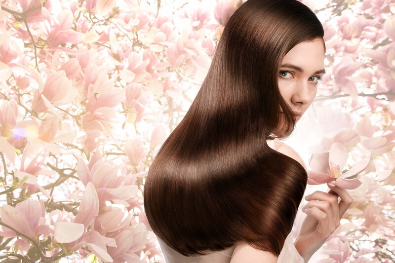 Woman with Long Brown Hair — Serene, Spring, Photograph