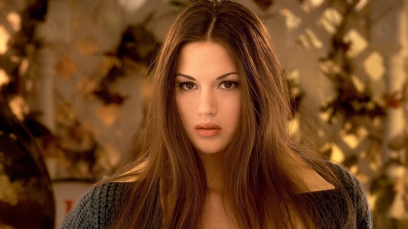 Woman with Long Brown Hair — Serious, Photograph, Sweater