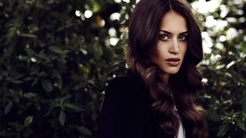 Woman with Long Brown Hair — Serious, Photograph, Trees