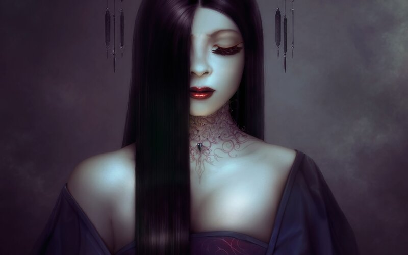 woman with long dark hair