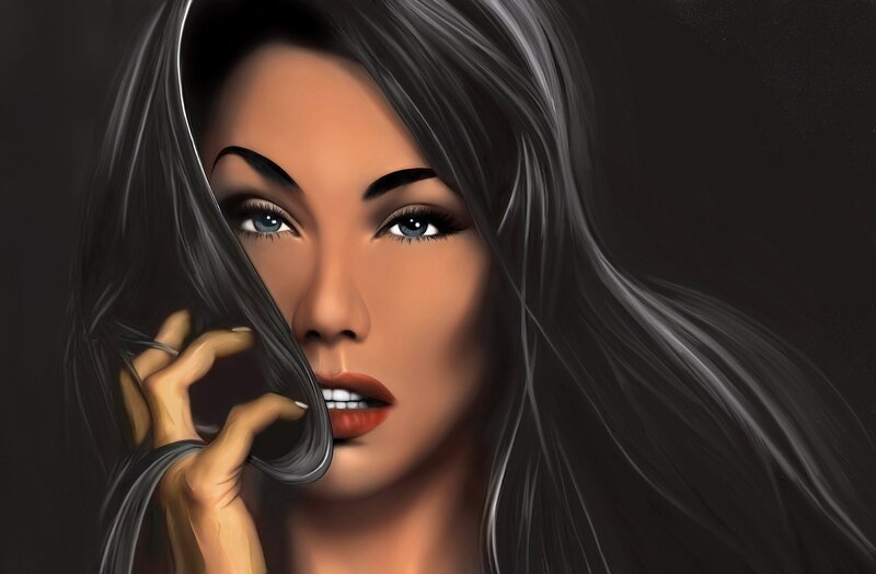 woman with long dark hair