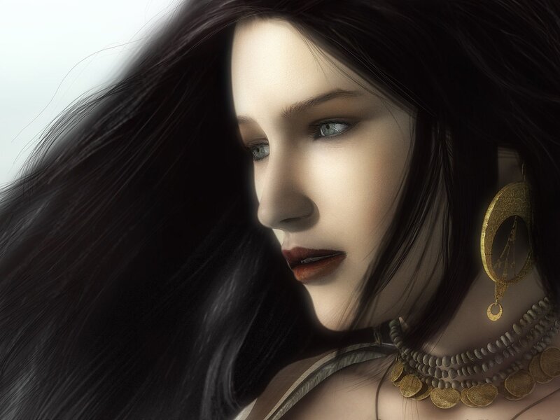 woman with long dark hair