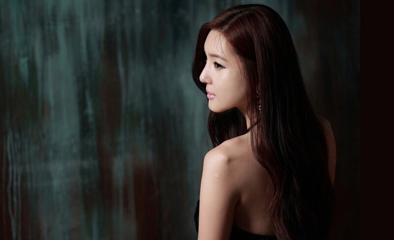 Woman with Long Dark Hair — Black, Dramatic, Photograph, Earring, Shoulder