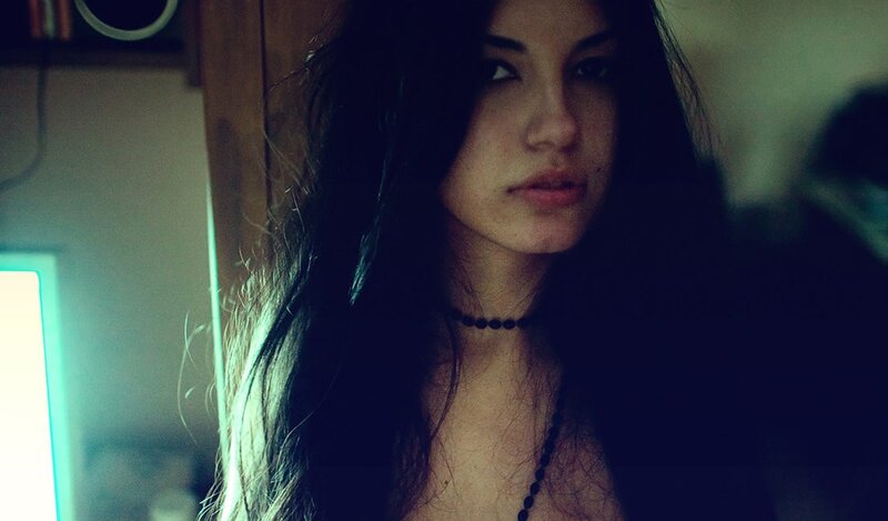 Woman with Long Dark Hair — Black, Moody
