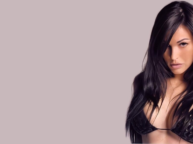 Woman with Long Dark Hair — Black, Neutral, Photograph, Black Top