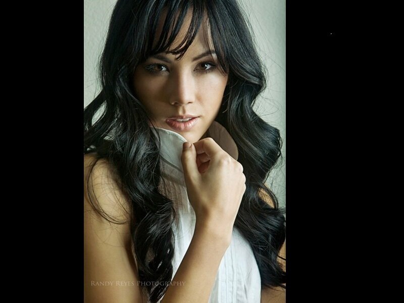 Woman with Long Dark Hair — Black, Neutral, Photograph