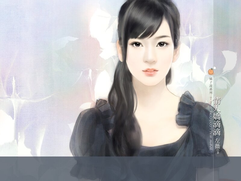 Woman with Long Dark Hair — Black, Serene, Digital Art