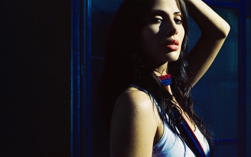 Woman with Long Dark Hair — Blue, Dramatic, Afternoon, Photograph