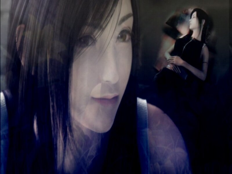 Woman with Long Dark Hair — Blue, Dramatic, Digital Art, Anime Character