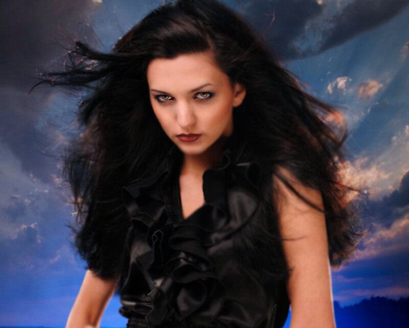 Woman with Long Dark Hair — Blue, Dramatic, Sunset