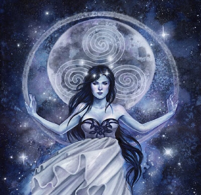 Woman with Long Dark Hair — Blue, Serene, Night