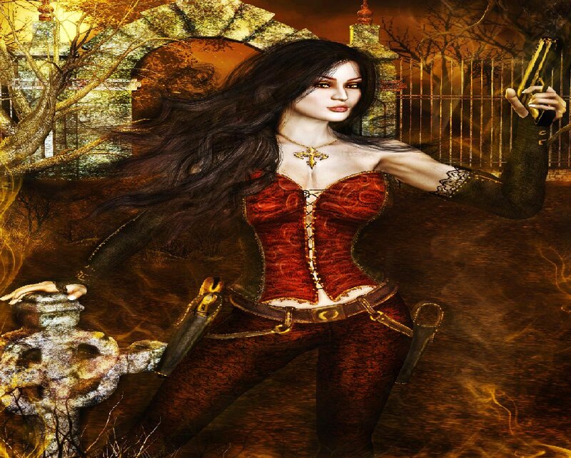 Woman with Long Dark Hair — Brown, Dramatic, Night