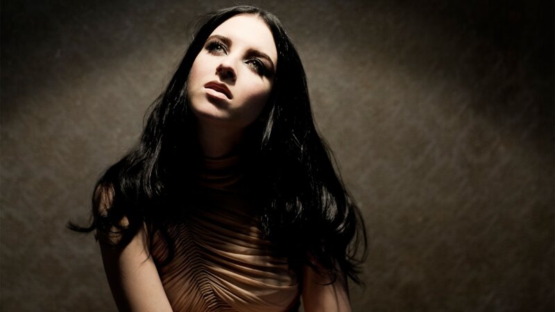 Woman with Long Dark Hair — Brown, Dramatic, Photograph, Dark Background