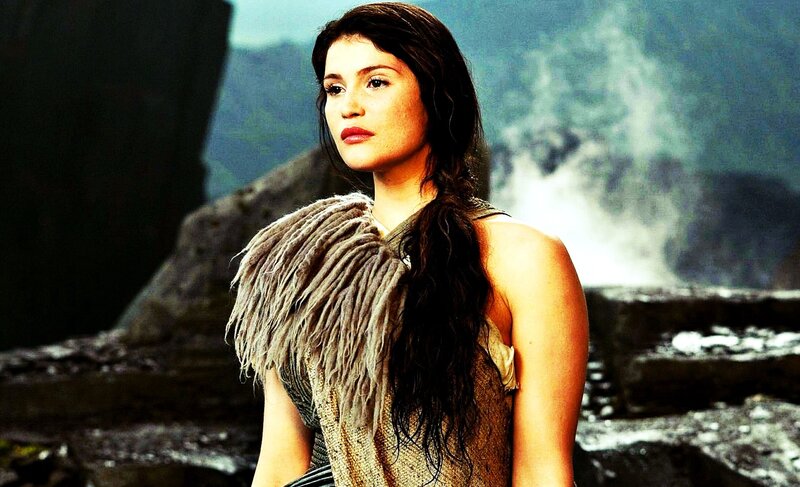 Woman with Long Dark Hair — Brown, Dramatic, Photograph, Feathered Garment