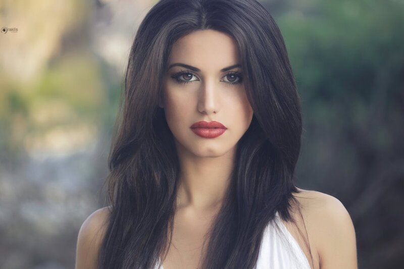 Woman with Long Dark Hair — Brown, Serene, Photograph