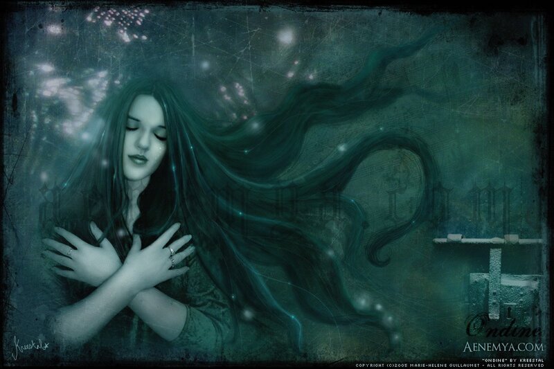 Woman with Long Dark Hair — Green, Dreamy