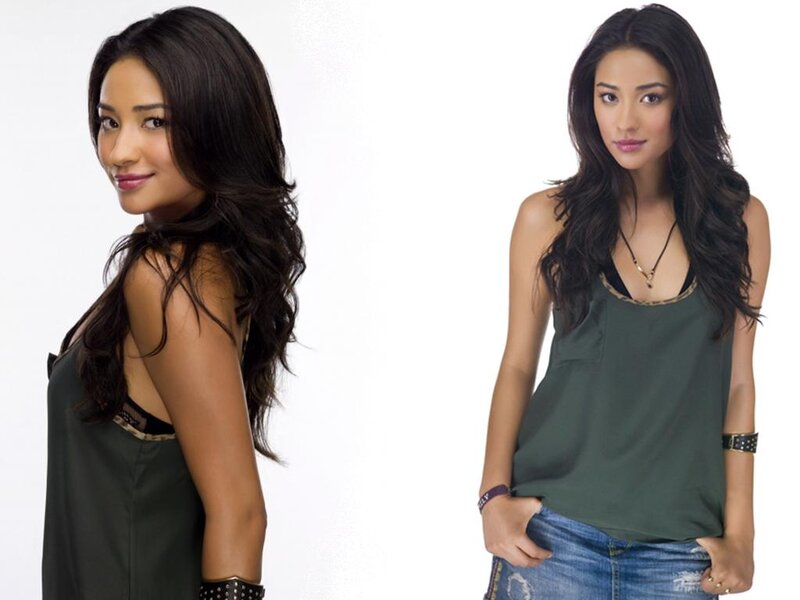 Woman with Long Dark Hair — Green, Neutral