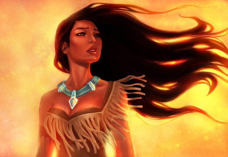 Woman with Long Dark Hair — Orange, Dramatic